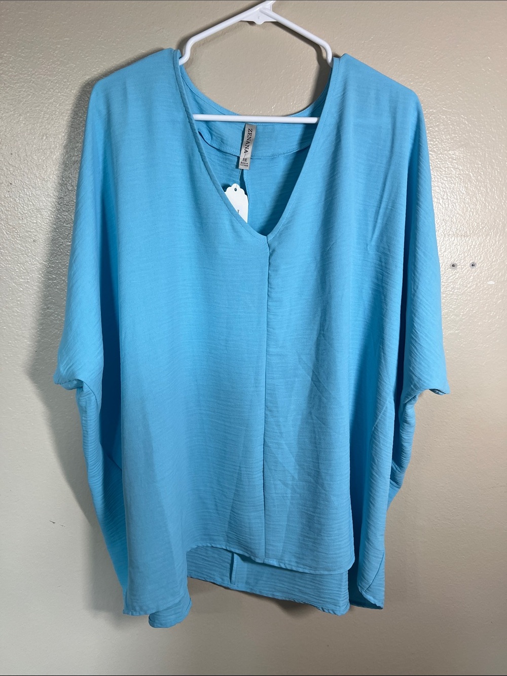Zenana Outfitters Sky Blue V-Neck Tunic Top